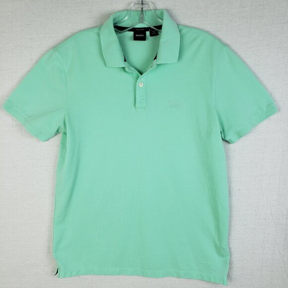 HUGO BOSS Pallas Polo Shirt Pima Cotton in Mint Green Short Sleeve size S Preppy - Picture 1 of 13